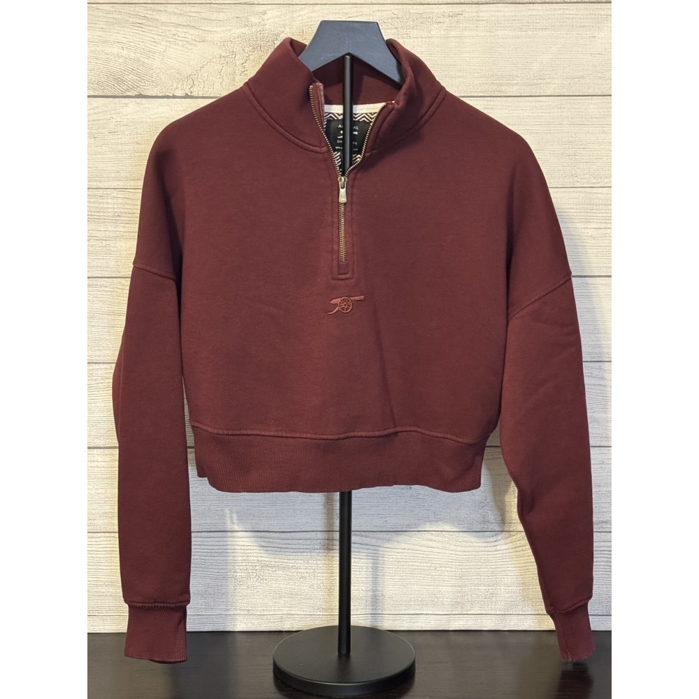 Arsenal Sweatshirt Women's Size 12 Burgundy Cropped Quarter Zip Cannon Logo